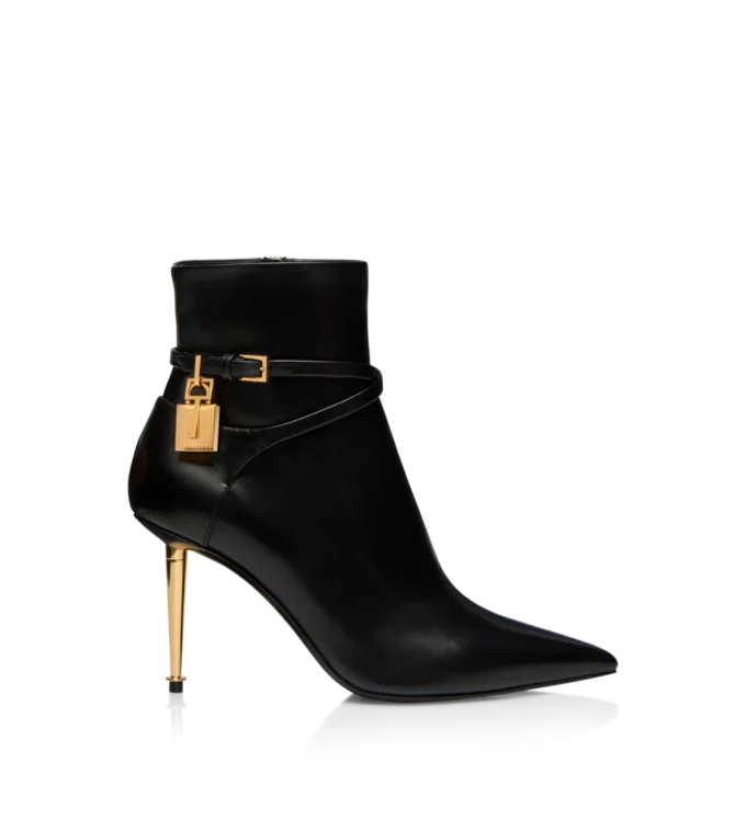 85Mm Leather Padlock Ankle Boot
