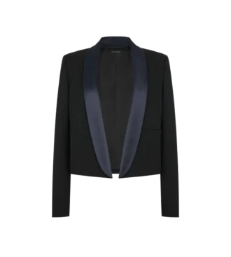 Bi-Color Single Breasted Shawl Lapel Cropped Tuxedo Jacket
