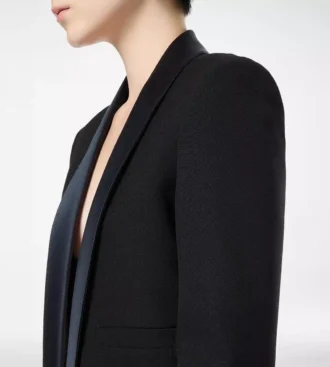 Bi-Color Single Breasted Shawl Lapel Cropped Tuxedo Jacket