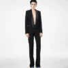 Bi-Color Single Breasted Shawl Lapel Cropped Tuxedo Jacket