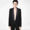 Bi-Color Single Breasted Shawl Lapel Cropped Tuxedo Jacket
