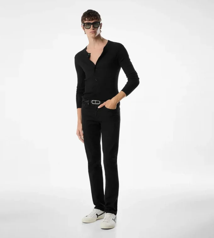 Black Stretch Straight Fit Denim