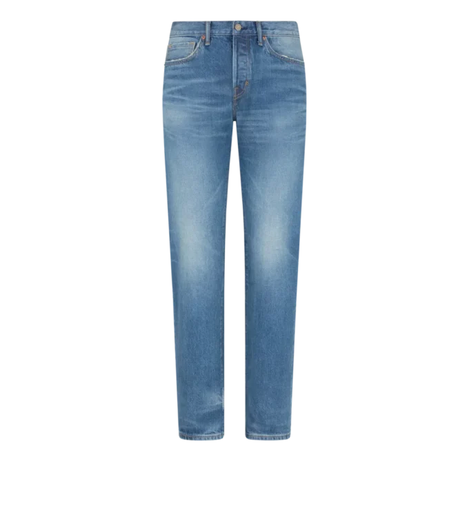 Blue Stretch Straight Fit Selvedge Denim