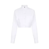 Bonded Cotton Silk Blend Poplin Cropped Shirt Bonded Cotton Silk Blend Poplin Cropped Shirt