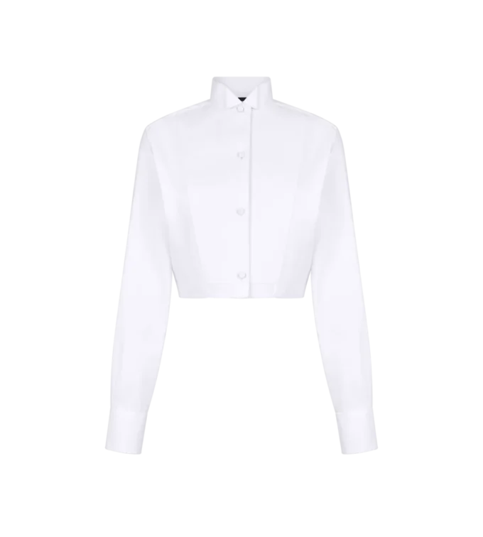 Bonded Cotton Silk Blend Poplin Cropped Shirt Bonded Cotton Silk Blend Poplin Cropped Shirt