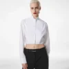 Bonded Cotton Silk Blend Poplin Cropped Shirt Bonded Cotton Silk Blend Poplin Cropped Shirt