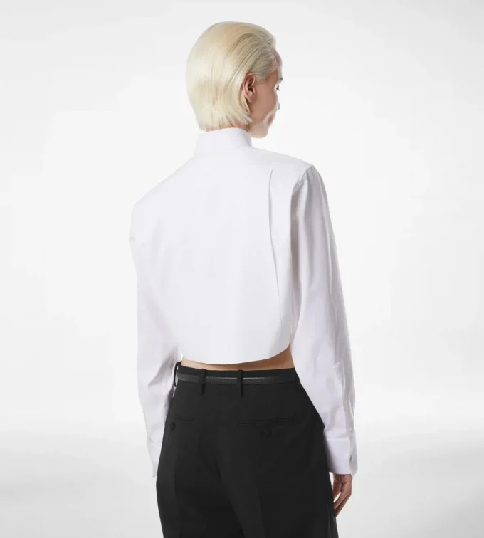 Bonded Cotton Silk Blend Poplin Cropped Shirt Bonded Cotton Silk Blend Poplin Cropped Shirt