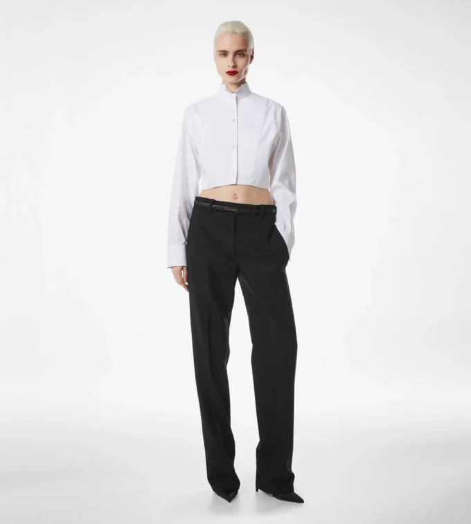 Bonded Cotton Silk Blend Poplin Cropped Shirt Bonded Cotton Silk Blend Poplin Cropped Shirt