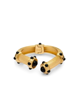 Brass and Crystal Cabochons Cuff