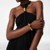 Brass and Crystal Cabochons Cuff