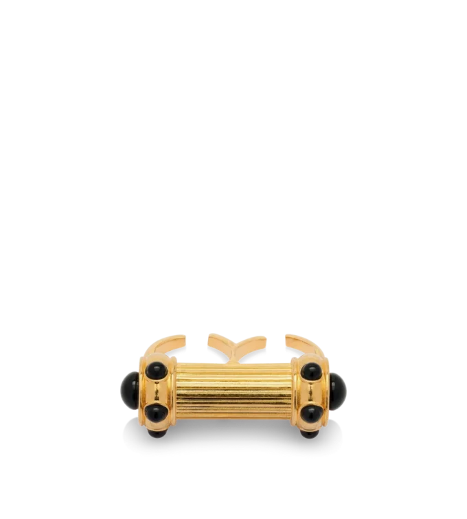 Brass and Crystal Cabochons Ring