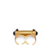 Brass and Crystal Cabochons Ring
