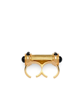 Brass and Crystal Cabochons Ring