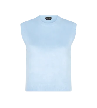 Brushed Silk Jersey Knit Crewneck Tank
