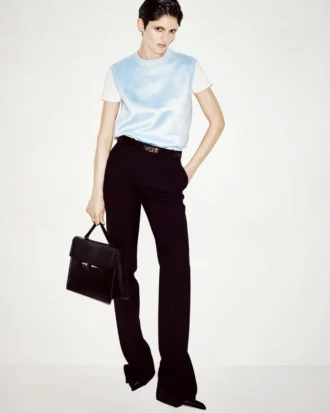 Brushed Silk Jersey Knit Crewneck Tank