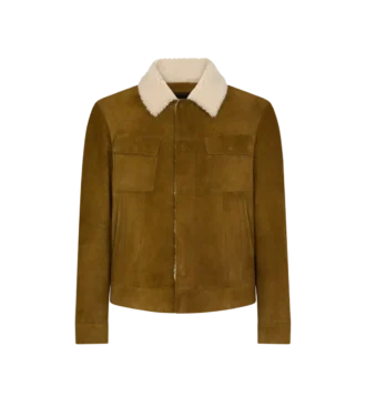 Brushed Suede Shearling Collar Trucker