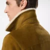 Brushed Suede Shearling Collar Trucker