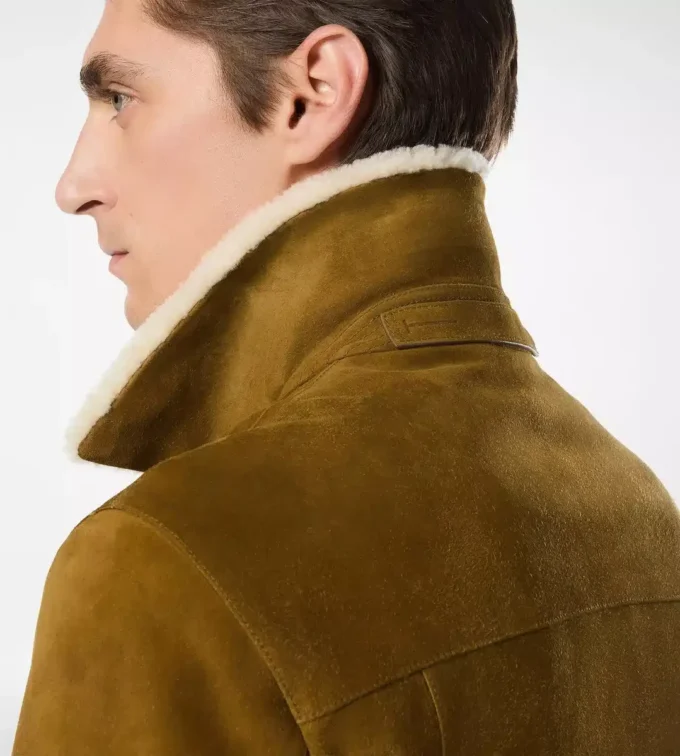 Brushed Suede Shearling Collar Trucker