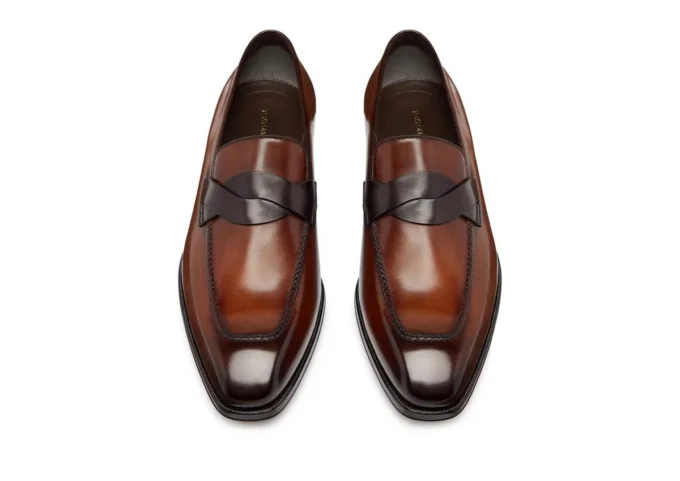 Burnished Leather Elkan Twisted Band Loafer