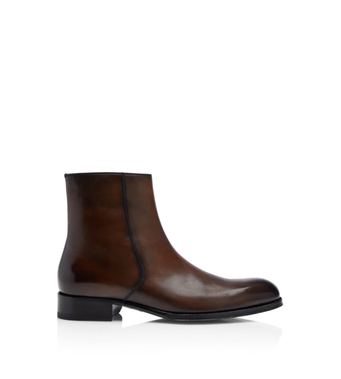 Burnished Leather Elkan Zip Boot
