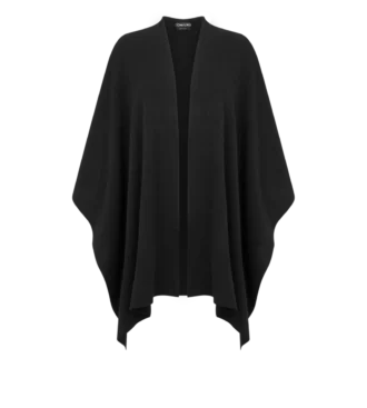 Cashmere Poncho with Tonal Tf Embroidered Logo