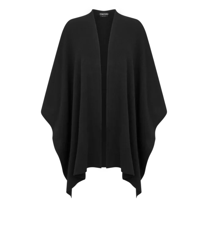 Cashmere Poncho with Tonal Tf Embroidered Logo