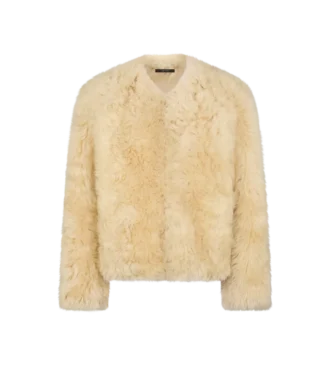 Collarless Shearling Jacket