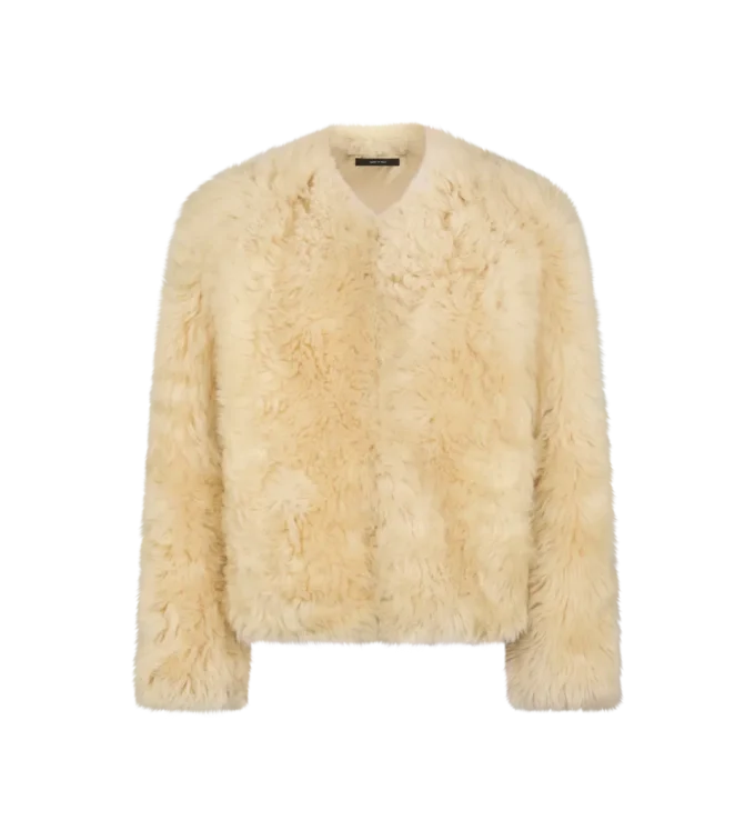 Collarless Shearling Jacket