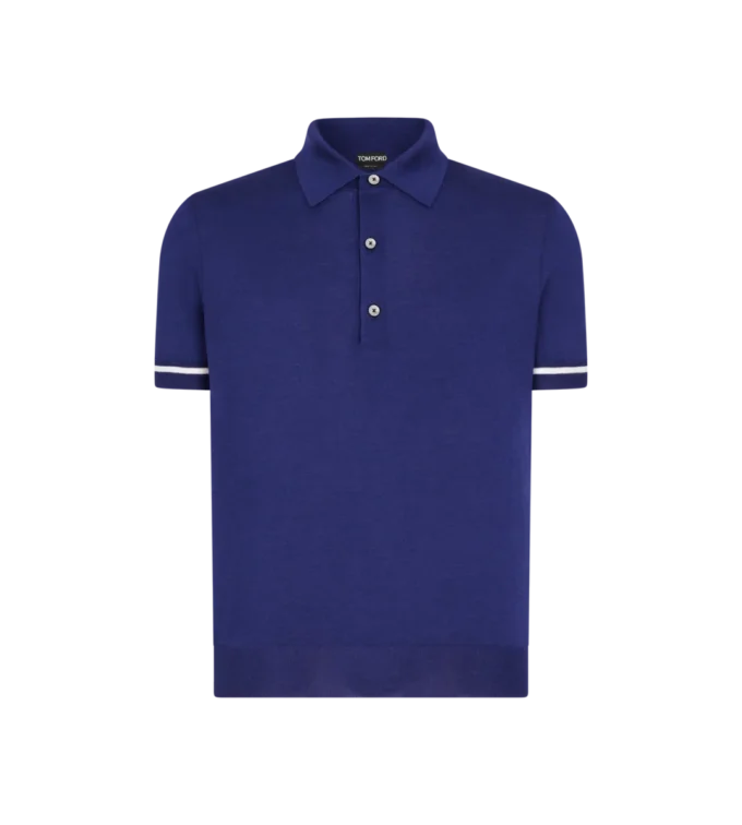 Contrast Piping Cashmere Silk Polo