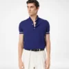 Contrast Piping Cashmere Silk Polo