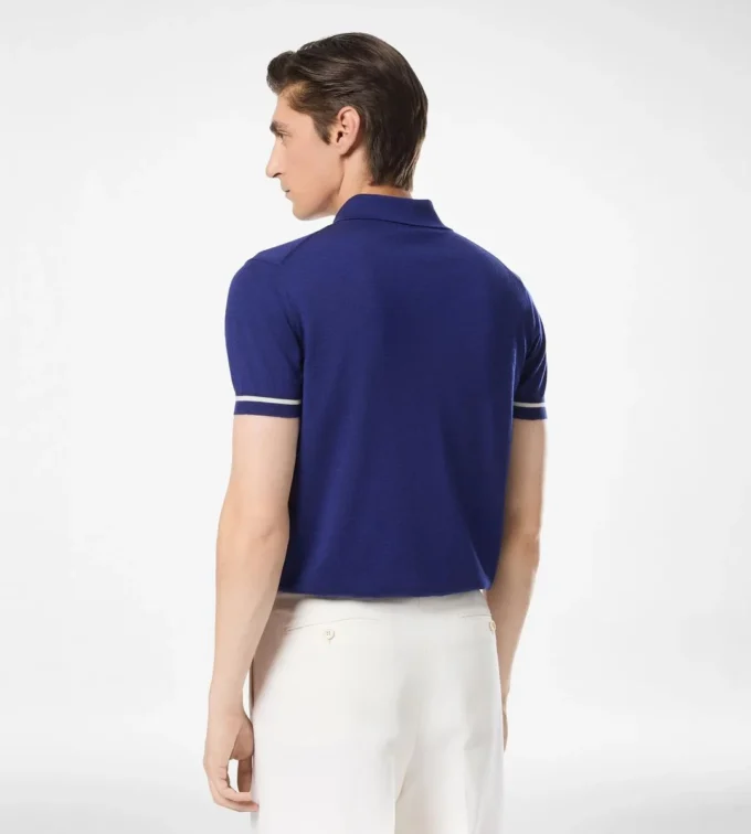 Contrast Piping Cashmere Silk Polo