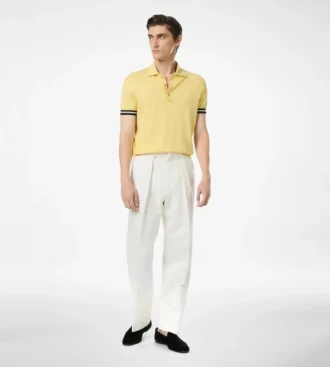 Contrast Piping Cotton Silk Polo