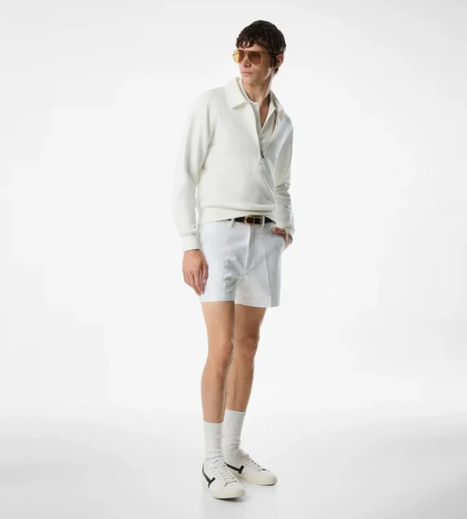 Cotton Satin Tailored Shorts