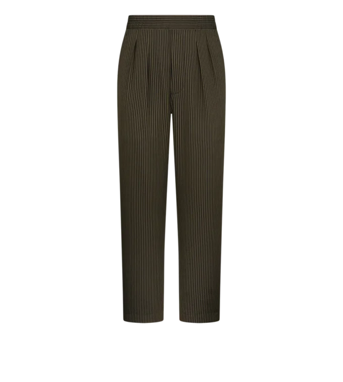Cotton Silk Bengal Stripe Pleated Lounge Pant