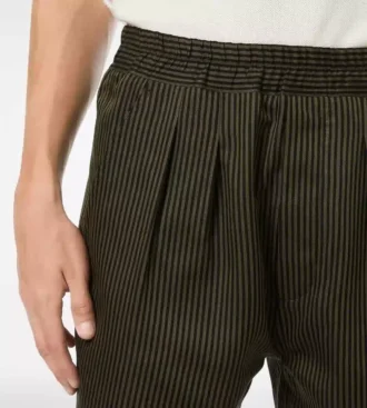 Cotton Silk Bengal Stripe Pleated Lounge Pant