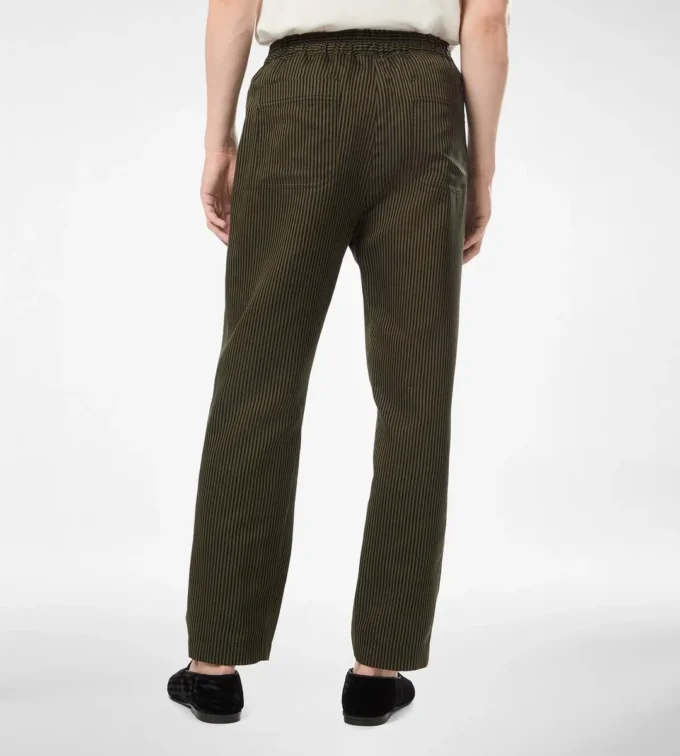Cotton Silk Bengal Stripe Pleated Lounge Pant