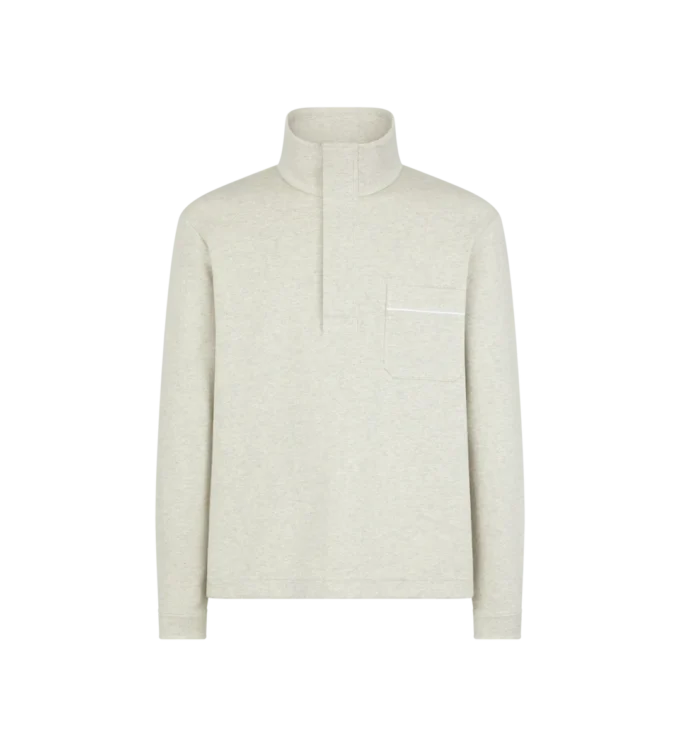 Cotton Silk Cashmere Half Button Pullover