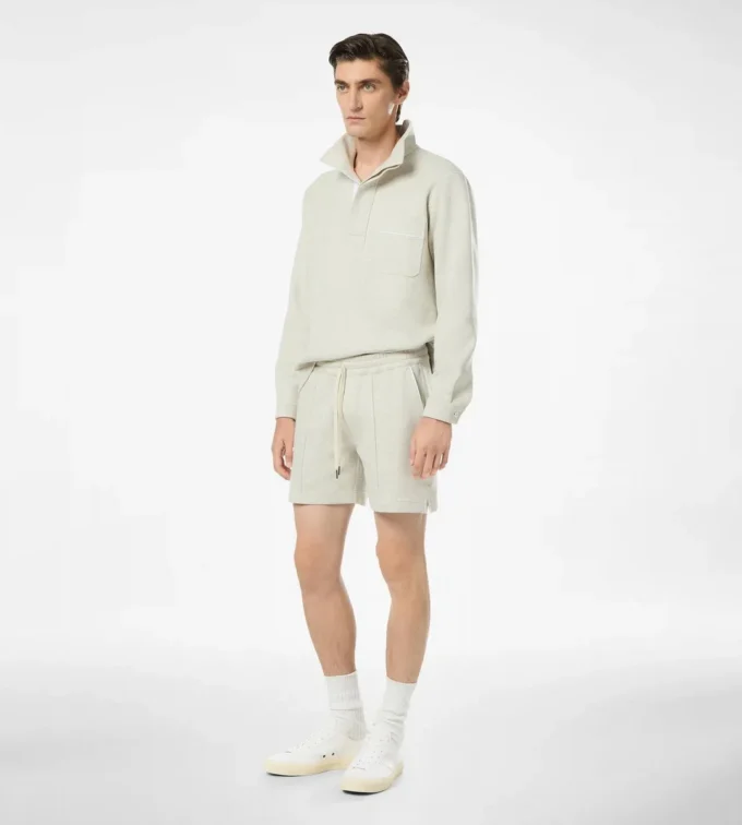 Cotton Silk Cashmere Half Button Pullover