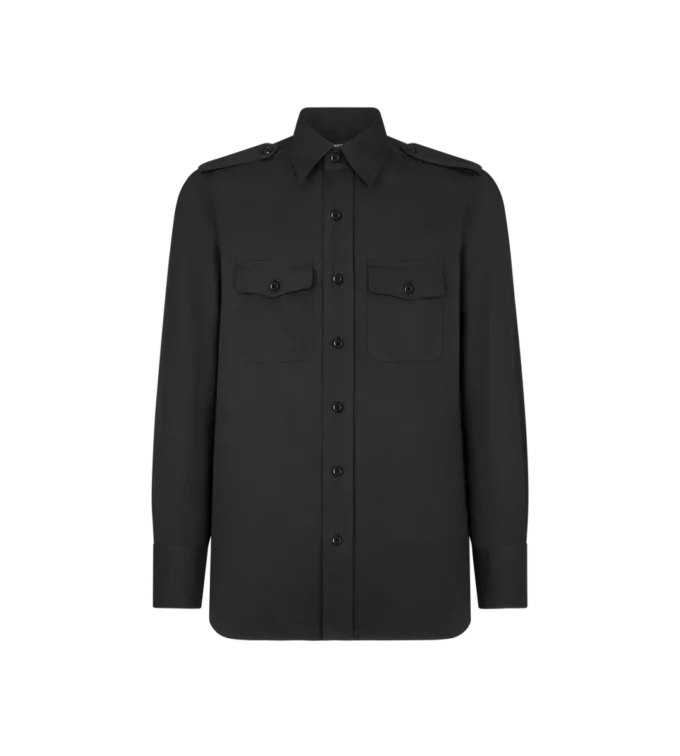 Cotton Silk Faille Military Shirt