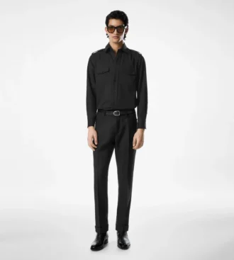 Cotton Silk Faille Military Shirt