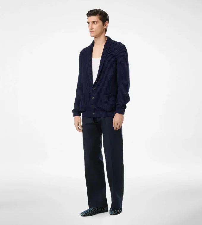 Cotton Silk Shawl Collar Cardigan