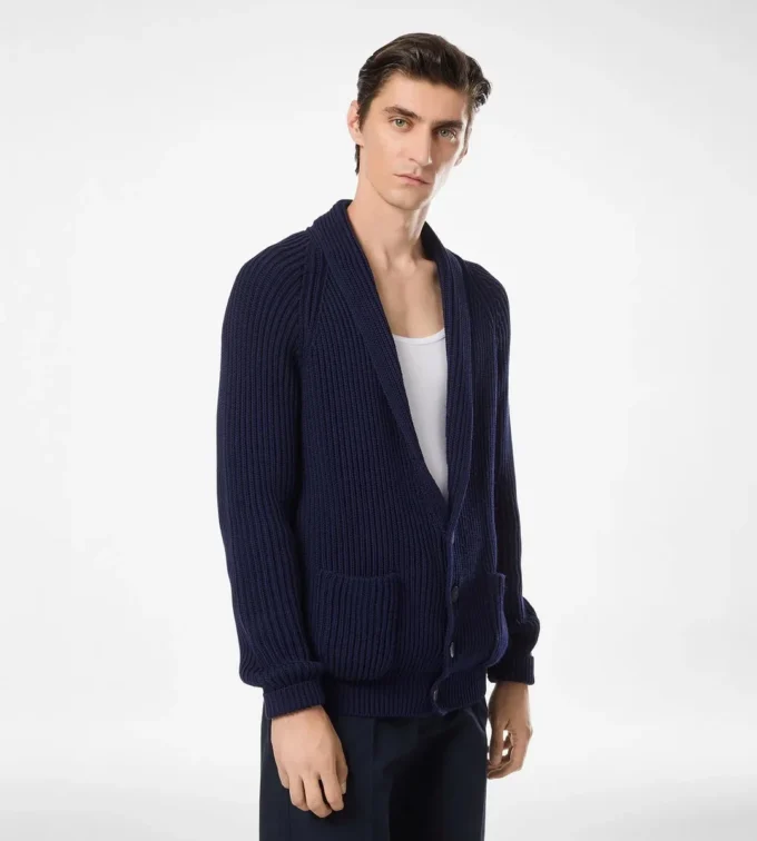 Cotton Silk Shawl Collar Cardigan