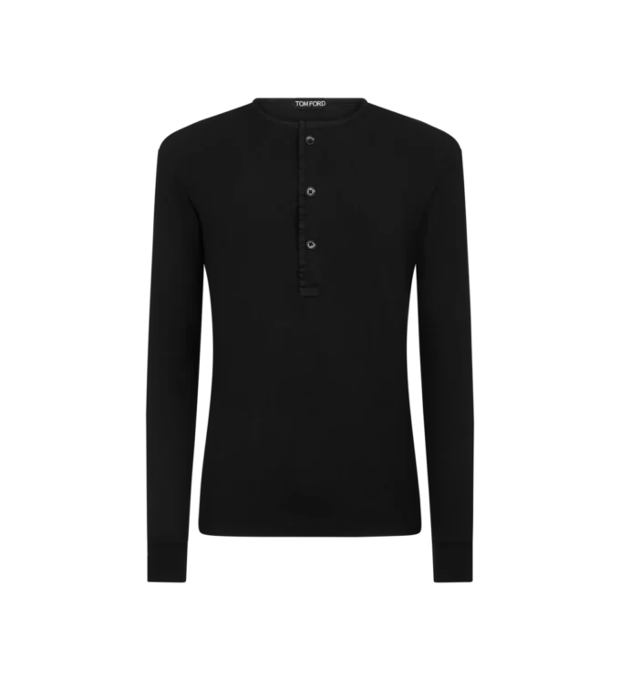 Cotton Stretch Rib Henley