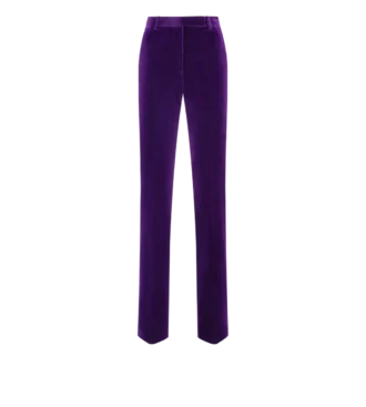 Cotton Velvet Tailored Straight Pants