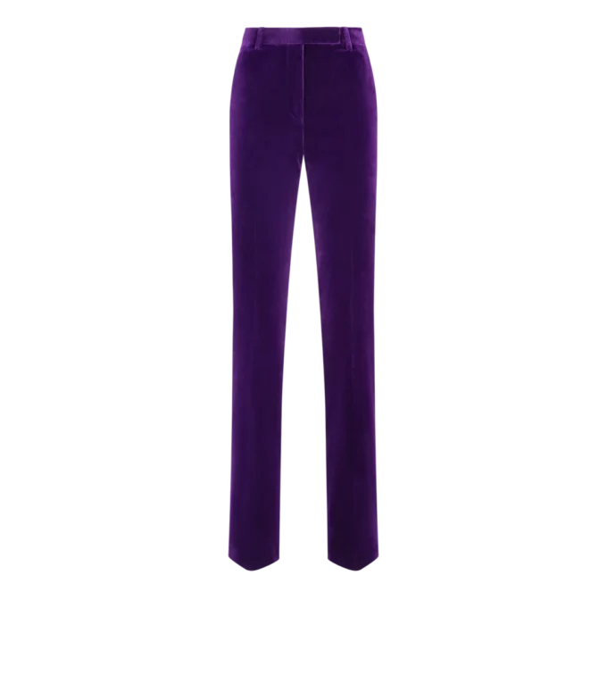 Cotton Velvet Tailored Straight Pants
