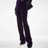 Cotton Velvet Tailored Straight Pants