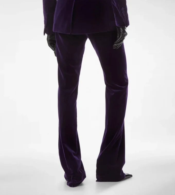 Cotton Velvet Tailored Straight Pants