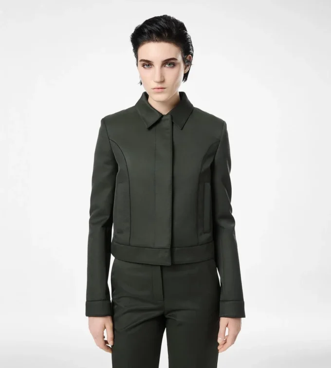 Cotton Viscose Twill Blouson with Piping Cotton Viscose Twill Blouson with Piping