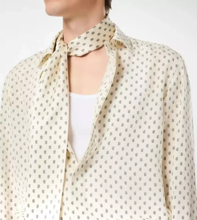 Crepe De Chine Paisley Print Fluid Fit Shirt Crepe De Chine Paisley Print Fluid Fit Shirt
