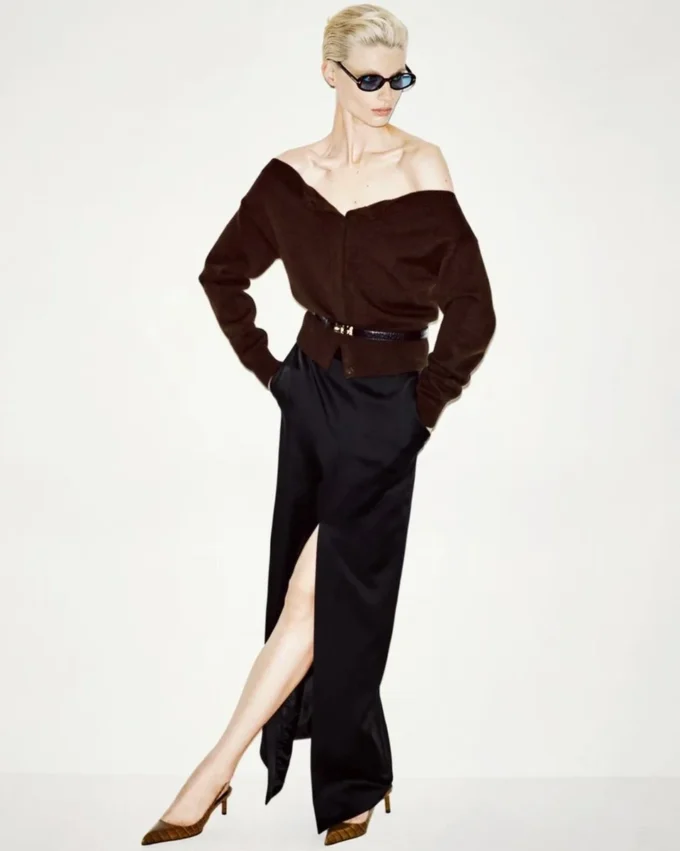 Soft Cashmere Open-Neck Shrunken Cardigan